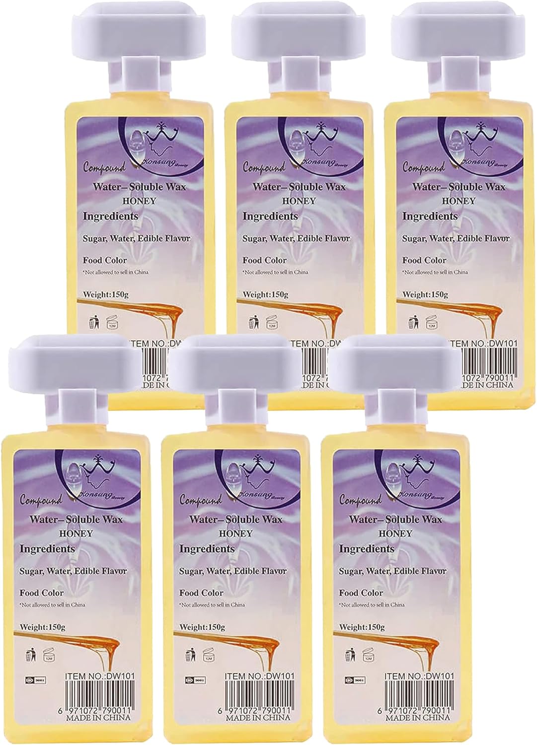 AEENAA 6 Pieces Wax Cartridge Honey Water-Soluble Wax for Hair Removal Roller Machine Kits (150ml)