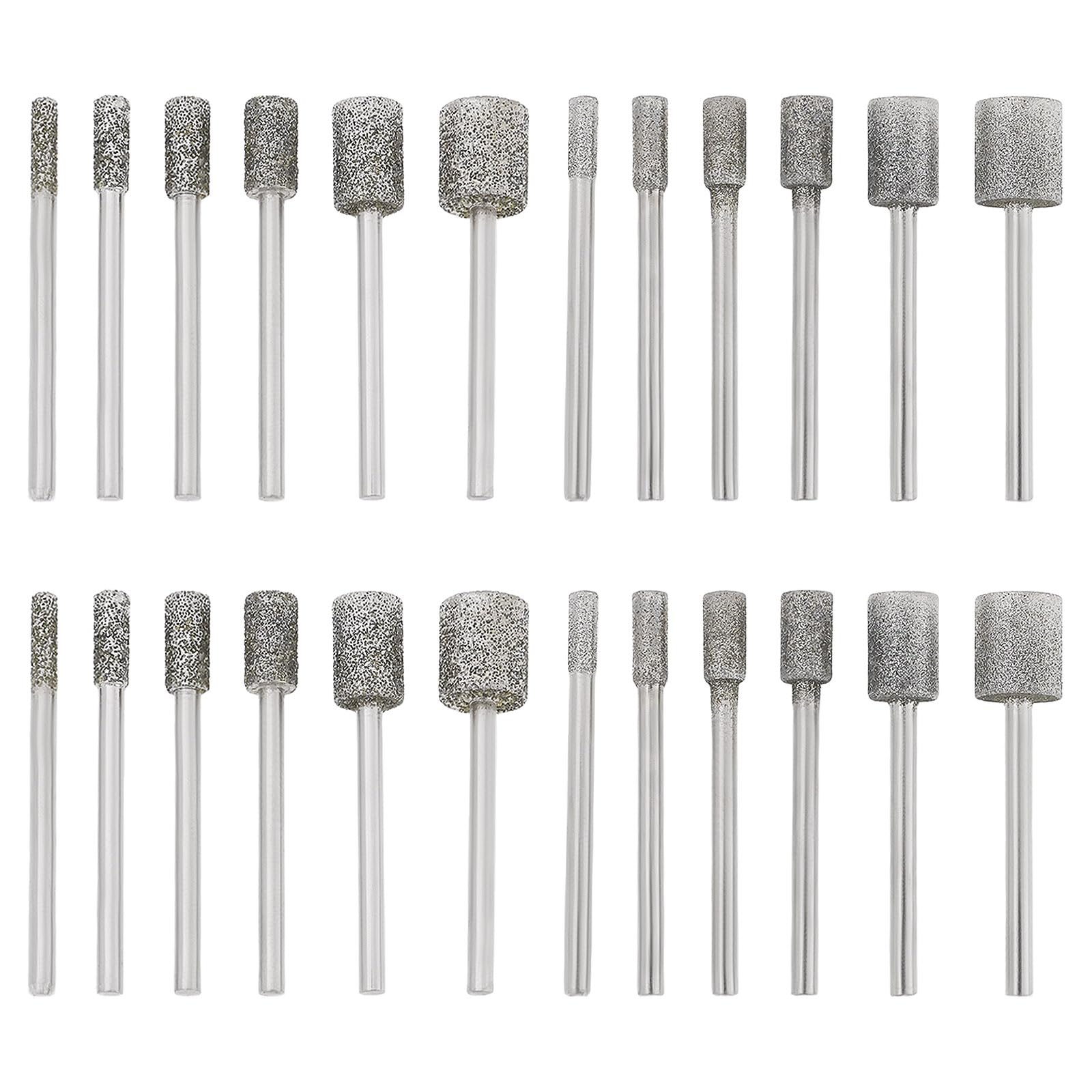 24 Punte Diamantate Da 1/8 Di Pollice Compatibile con Dre-Mel Per Incisione Lucidatura E Rettifica (10 Mm 8 Mm 6 Mm 5 Mm 4 Mm 3 Mm)