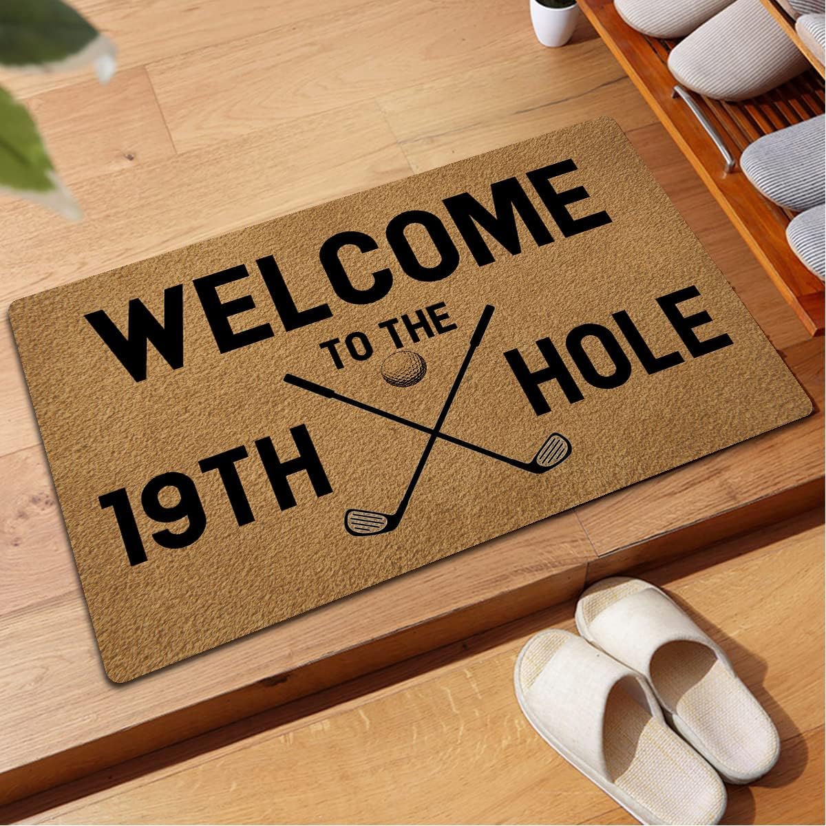 Funny Welcome Doormat Personalized Rugs Welcome To The 19th Hole Golf Doormat 15.9"(W) X 23.7"(L)Anti-Slip Rubber Back Doormats House Warming Gift Rugs For The Entrance Way Front Porch Patio Decor