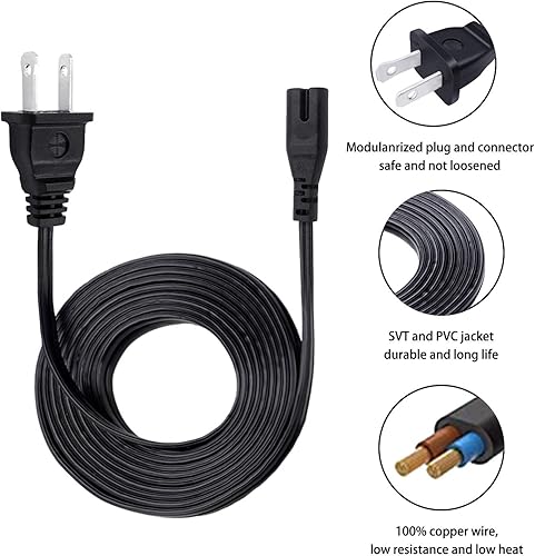 Miniatura 4 de Cable de alimentación con certificación UL de 8 pies y 2 clavijas de repuesto para Sony Playstation 5 PS5 PS2 PS3 PS4 Slim Edition Xbox One 1 S Slim
