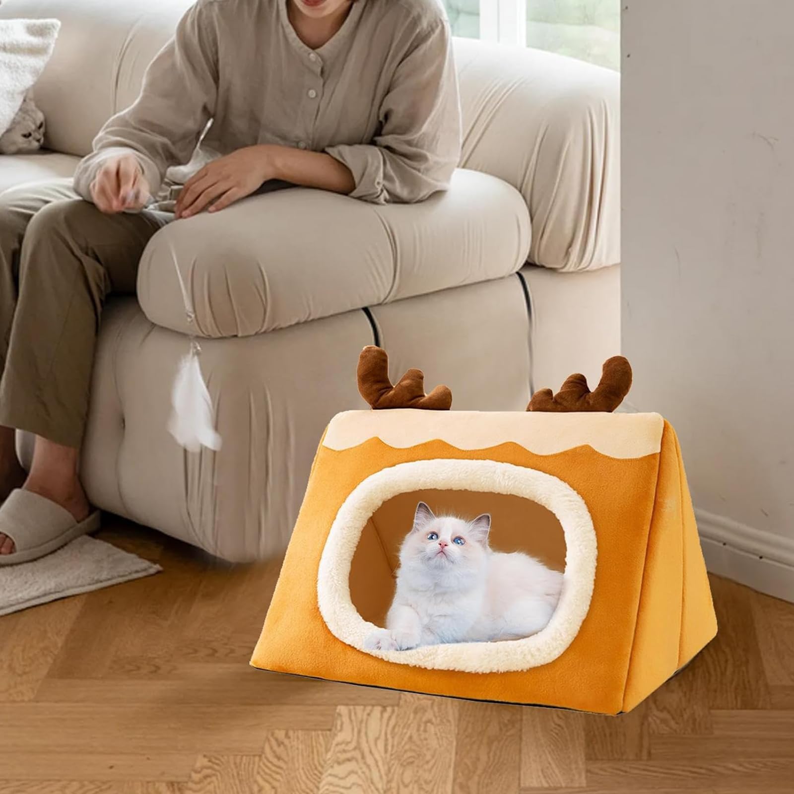 Cuccia Calda e Portatile per Animali Domestici, Cuccia per Gatti da Interno, Gabbia per Gatti, Cuccia Calda per Animali Domestici per l'inverno, Cuccia Calda per Interni per Gatti,L