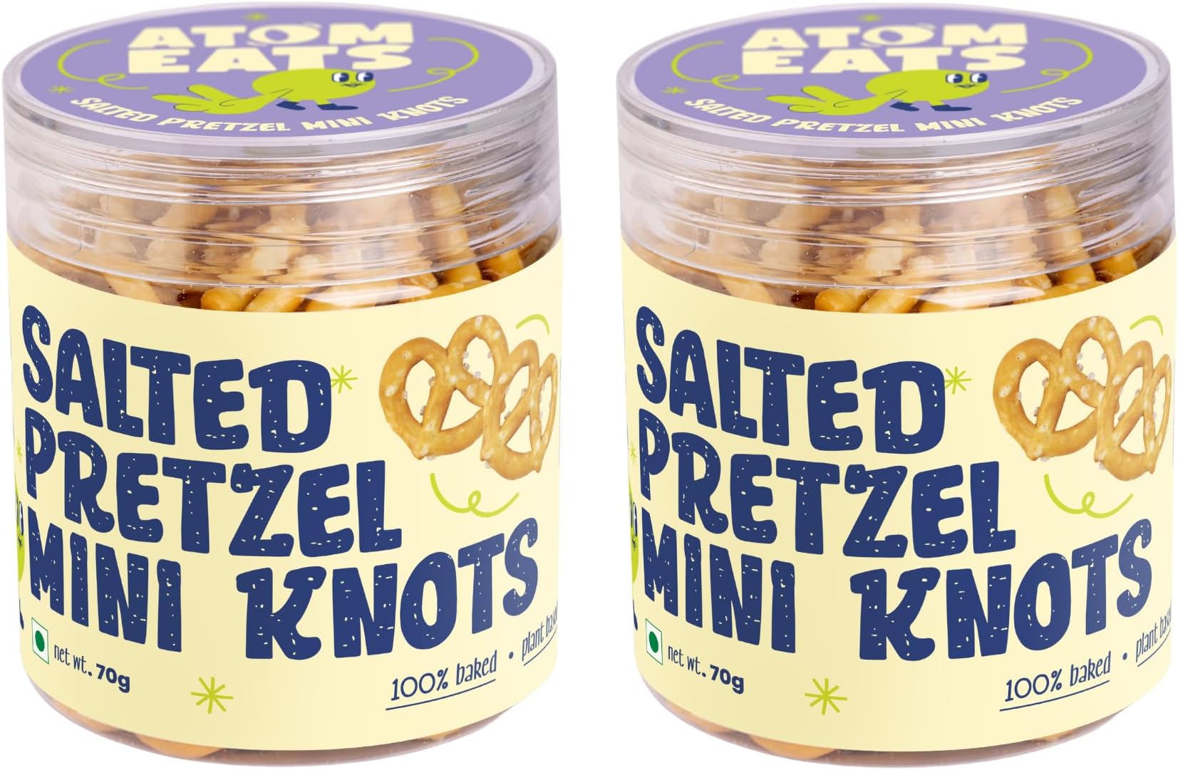 - Salted Mini Pretzel Knots in Jar - (Pack of 2) 70g Each | 100% Baked | Savory Snacks, Crunchy Namkeen | Perfect for Snack Box, Parties, On-the-Go - Versatile Food Items - Great for Dipping, Solo Snacking