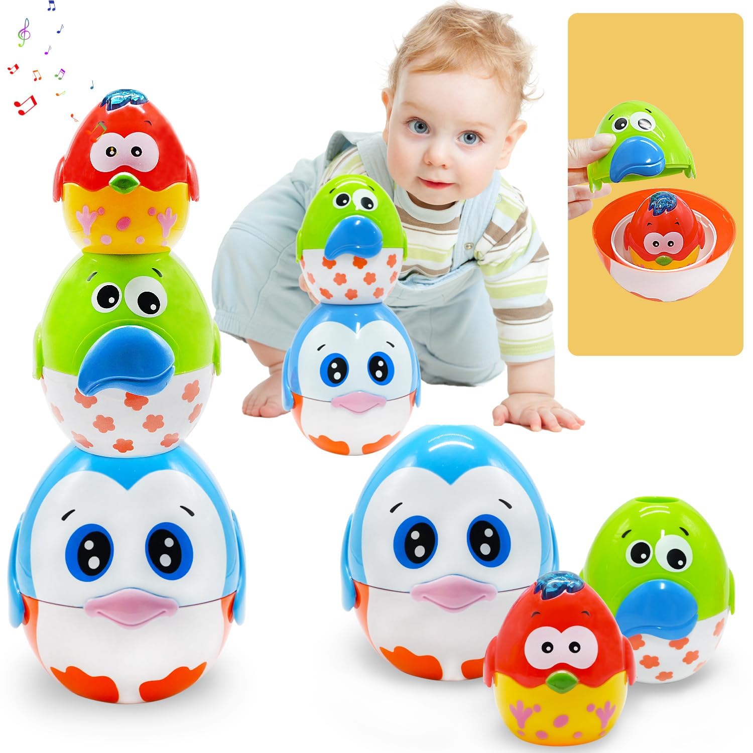 Bolzra Musical Chicken Egg Toys Nesting Dolls And Stacking Toys