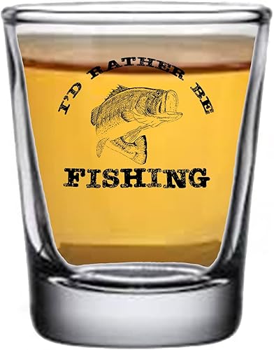 Miniatura 2 de Rogue River Tactical Divertido regalo de cristal con texto en inglés "I'D Rather Be Fishing Bass Fish" para pescador, papá, abuelo o hermano Fish