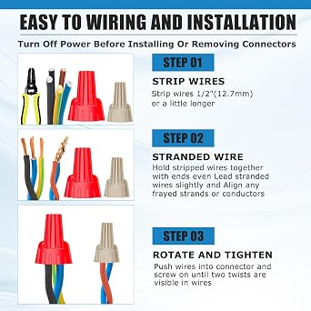 1200 PCS Winged Tan Wire Nuts 12 Gauge for 22-8 AWG, HSP12 Easy Twist-On and Easy Screw On Wire Connectors Ribbed Cap for Quick Connect Electrical Wiring,Heavy Duty Screw Terminals with Metal Spring