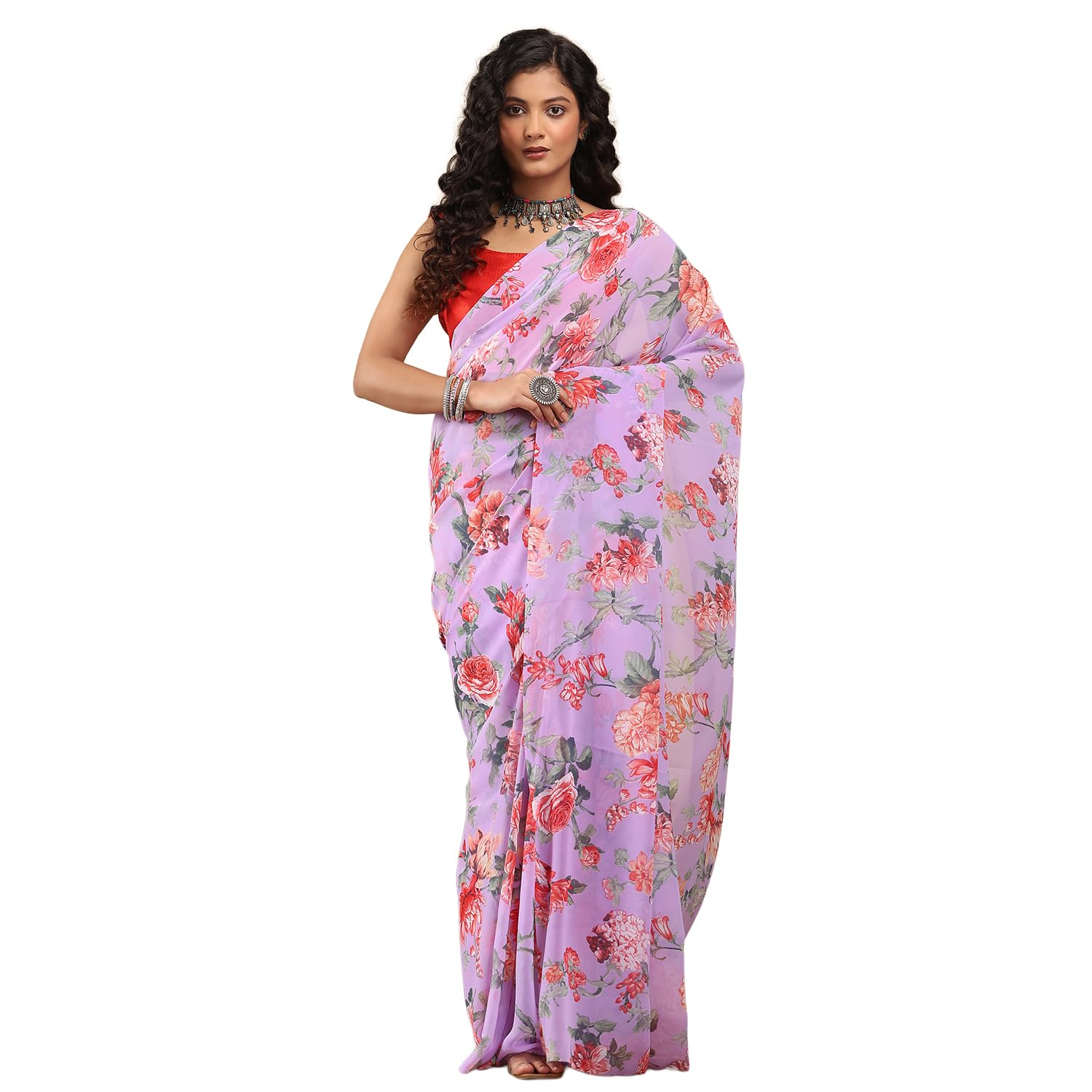 Garden Vareli Floral Print Georgette Saree-image-16