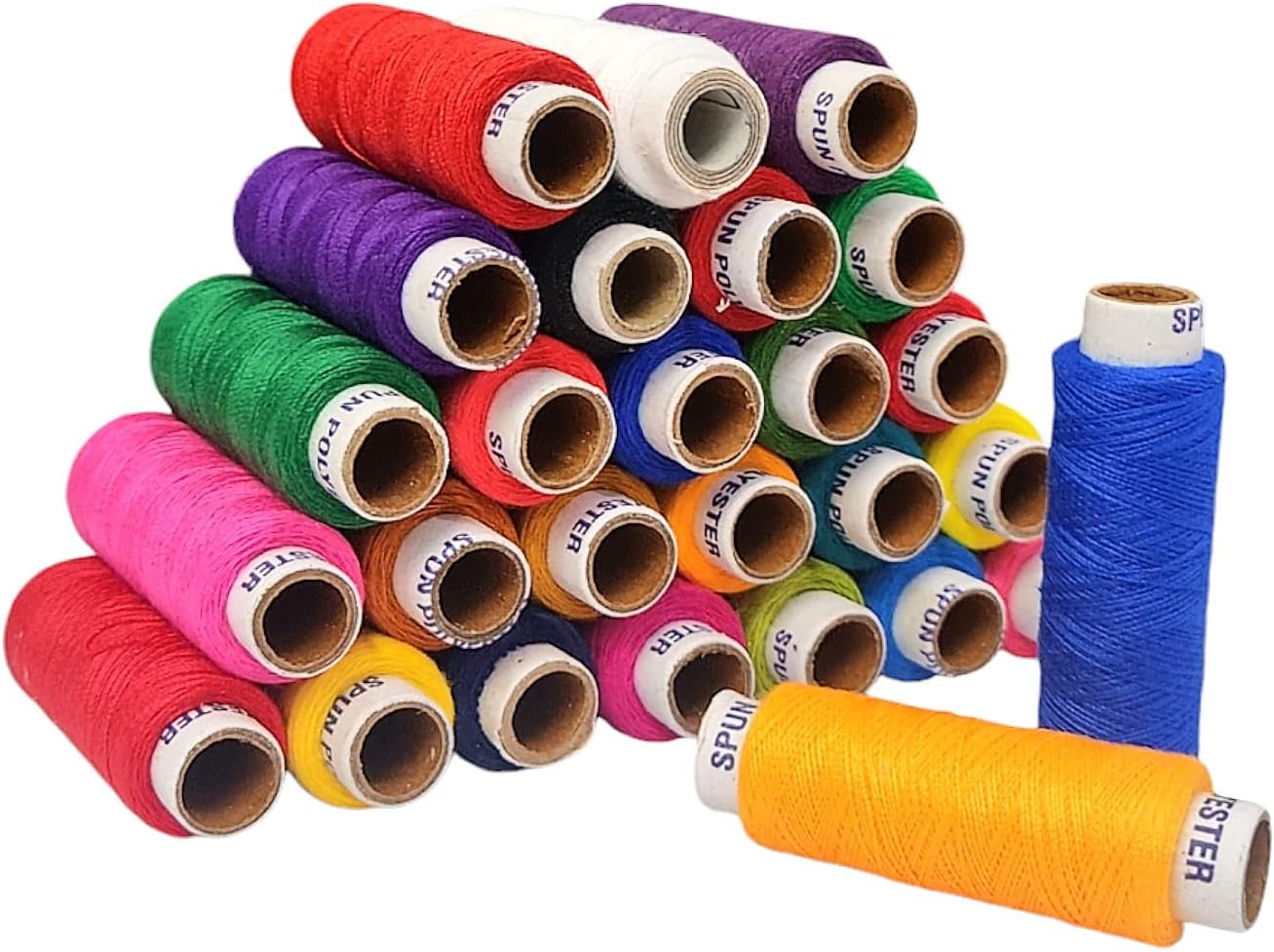 Pack of 25 Pcs Sewing Thread Spun Polyester Yarn 300 Meters Each for Hand or Sewing Machines (25 Mix Colors) Multicolor