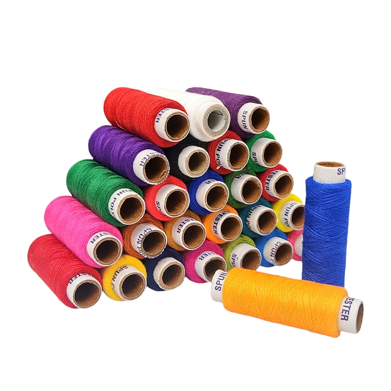 Pack of 25 Pcs Sewing Thread Spun Polyester Yarn 300 Meters Each for Hand or Sewing Machines (25 Mix Colors) Multicolor