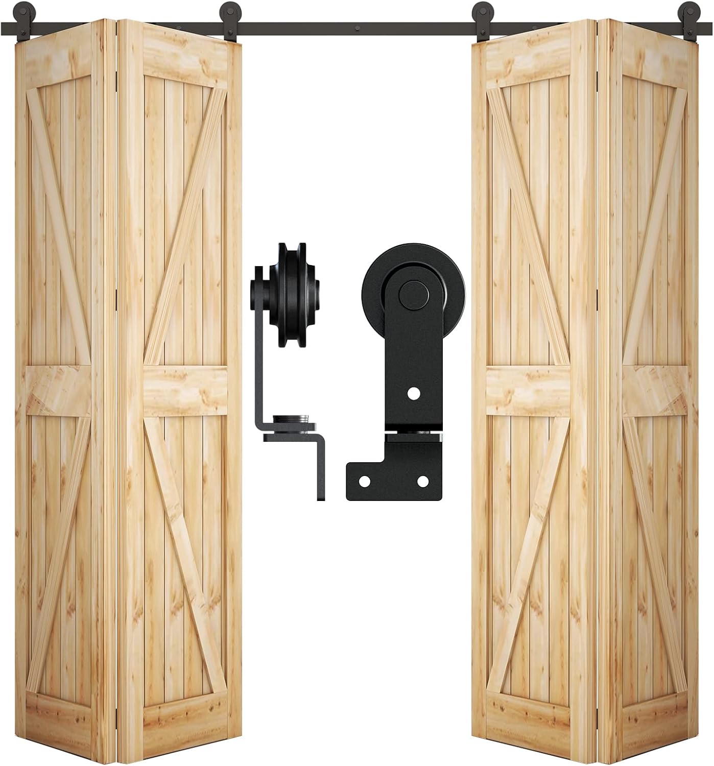 CCJH 6FT/72'' BiFolding Sliding Barn Door Hardware Kit