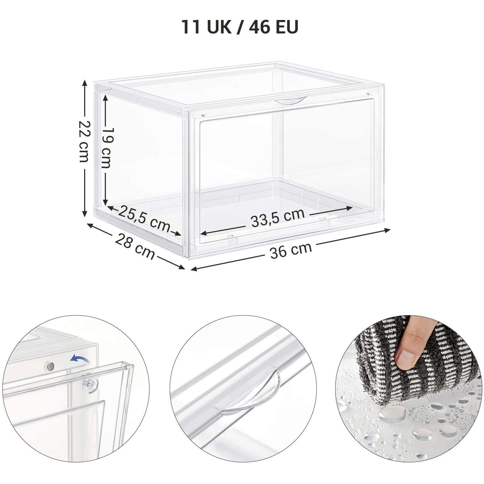 Scatole Da Scarpe,Cassa A Cassetto Trasparente Ispessita Scatole Da Scarpe In Plastica Impilabile Box Organizzatore Di Scarpe Shoebox Caja Organizador (Transparent,3 Pcs)