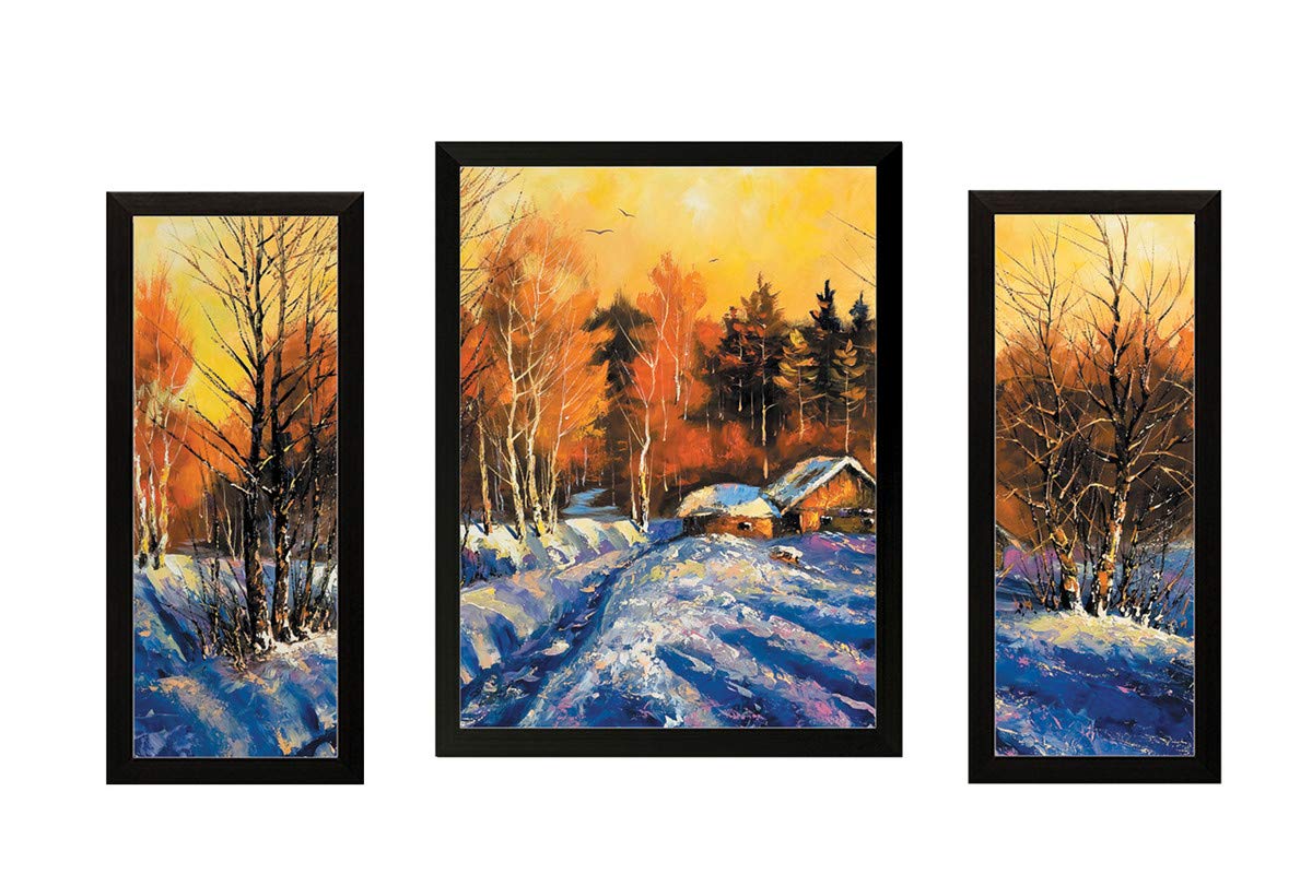 SAF paintings UV Textured Sunrise Nature Multi-Effect Framed Painting 22.5 inch X 13.5 inch AANFSA9208