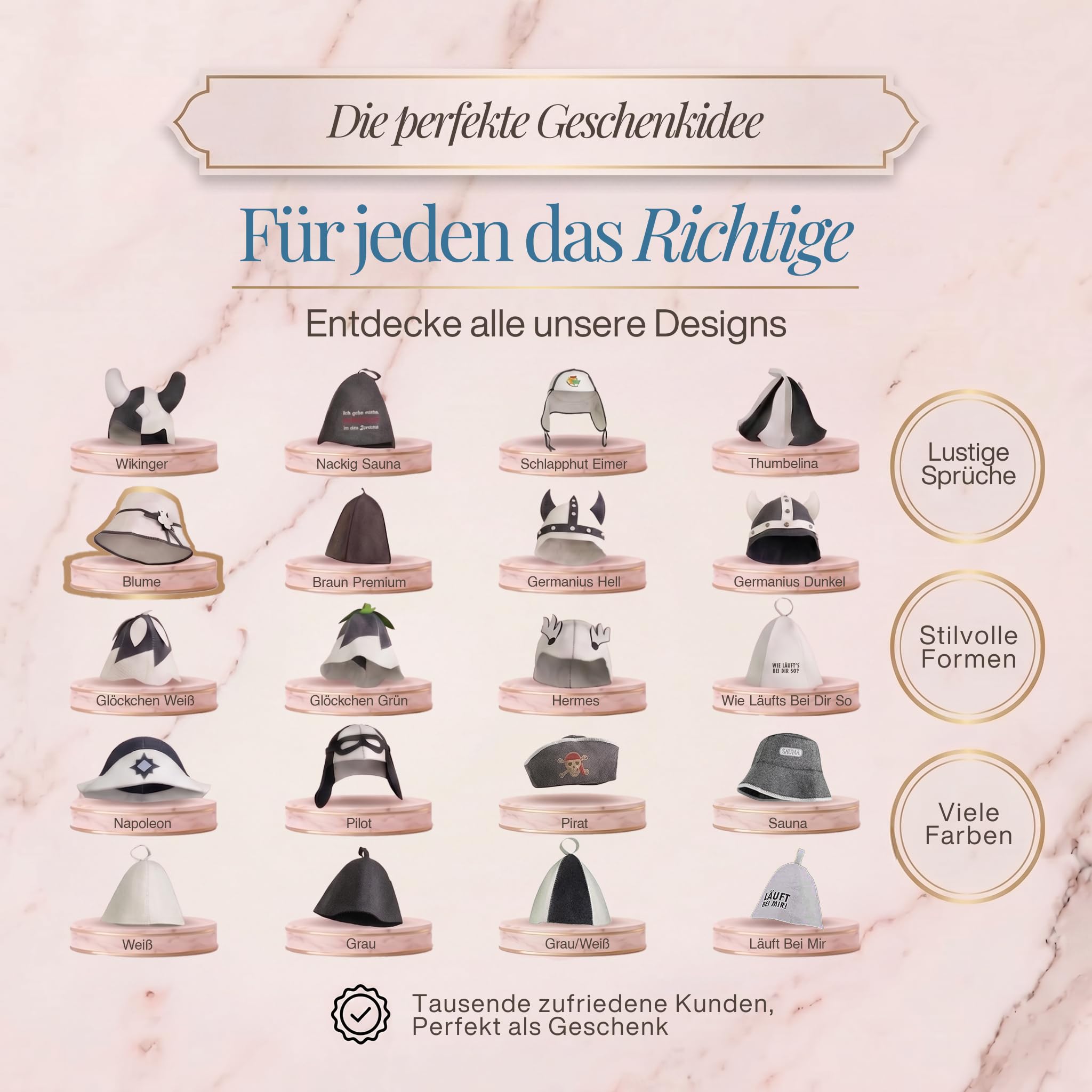 LoWell® czapka do sauny – filcowa czapka dla kobiet i mężczyzn, w zestawie poradnik użytkownika sauny – idealny dodatek do sauny dla wyjątkowego doświadczenia spa – czapka do sauny (kwiat)