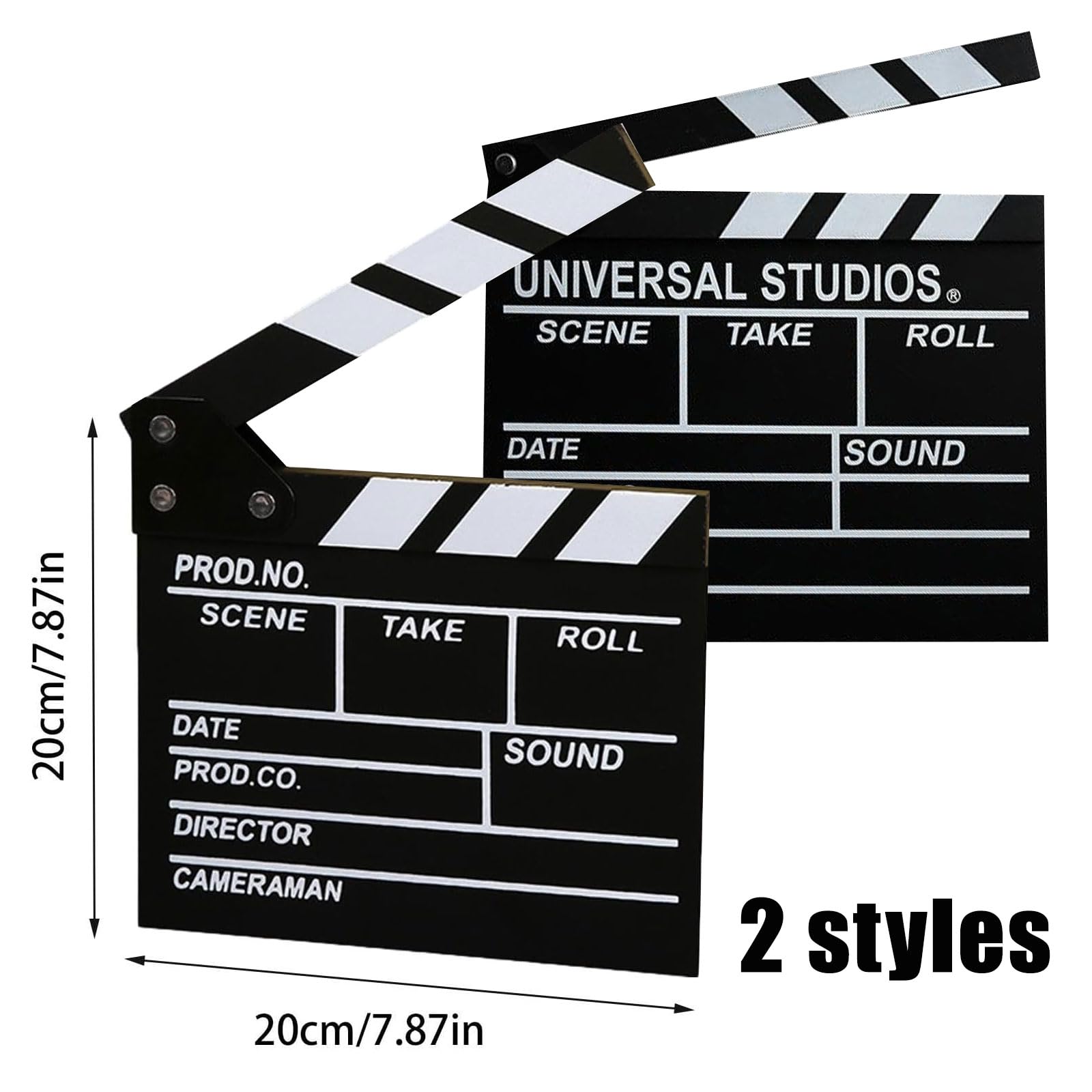clap De Cinéma Générique Noir et Blanc 18 x 20 cm Clapper Board Réalisateur Marqueur Cinéma Décoration Film Coupe Prop pour Production Vidéo TV Action Cut Clapper 2pcs