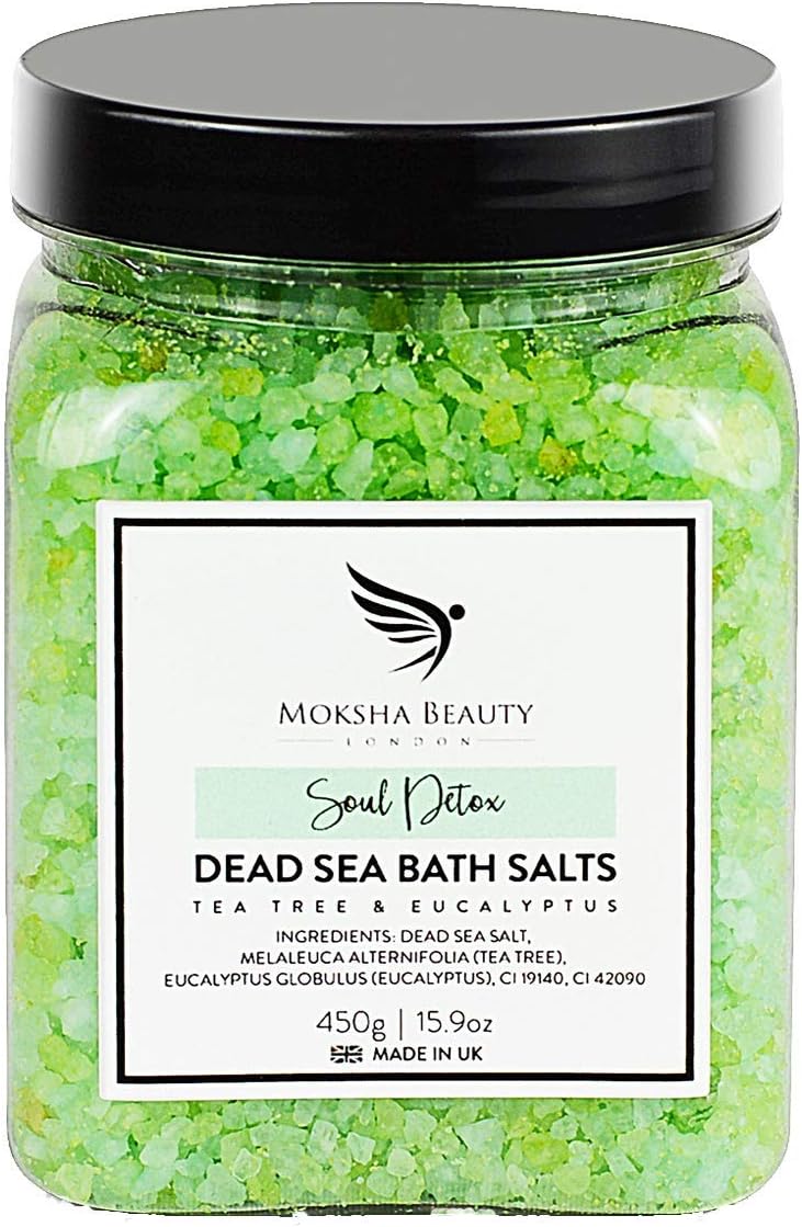 Foot Spa Salts with Tea Tree Oil - Natural Dead Sea Bath Salts for Men & Women, Tea Tree Foot Soak Aromatherapy Bath Salts, Made in UK (450g)