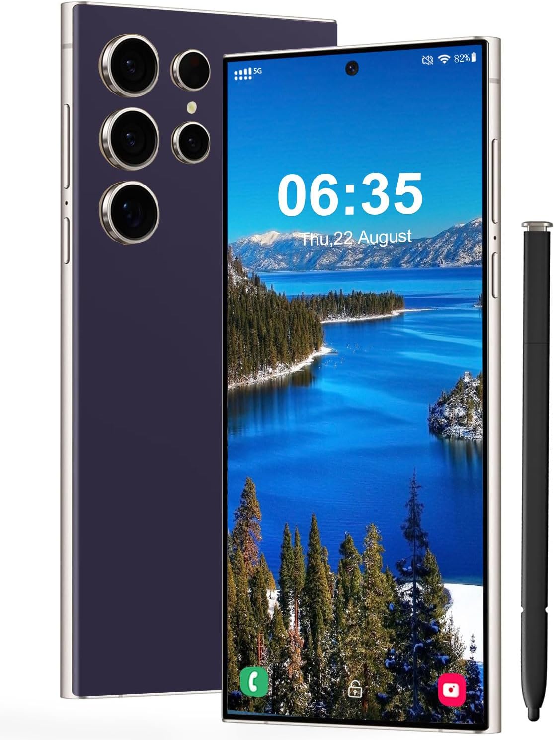 I24 Ultra 5G Unlocked Smartphone,Android 13.0 8GB+256GB Fully Unlocked Cell Phone Built in Pen The Phone Battery 6800mAh,6.8" HD Screen,48MP+108MP Camera/Dual SIM/Fingerprint Lock/Face (Purple)