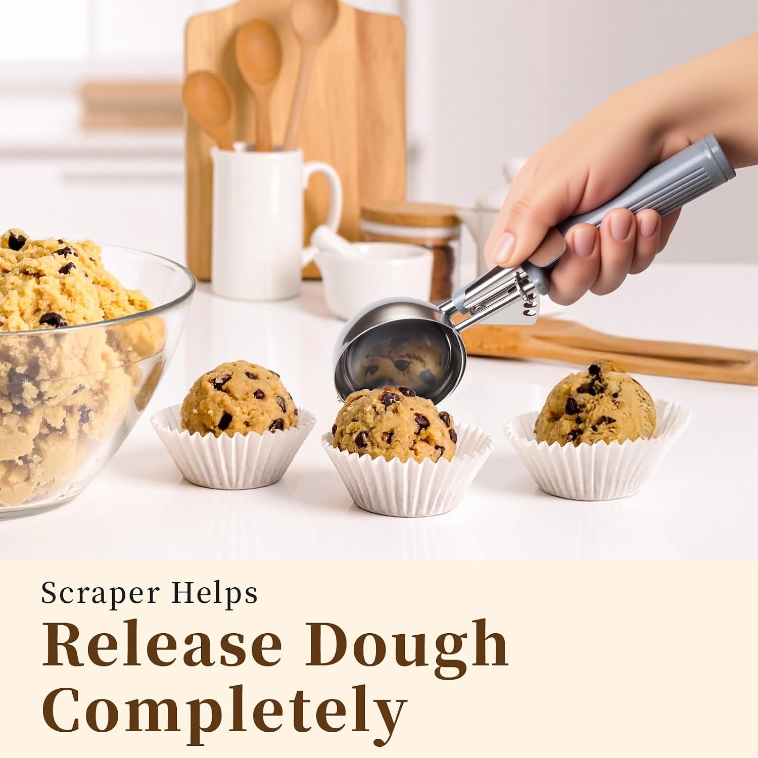 HOMURE H 4 oz Scoop, Large Ice Cream Scoop with Trigger, #8/ Half Cup Scoop