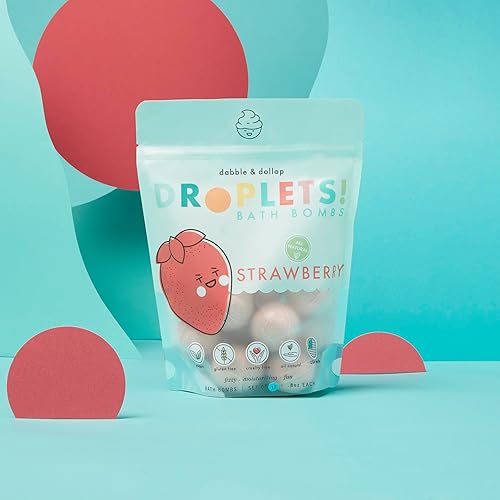 Miniatura 4 de Dabble & Dollop Bombas de baño de fresa, 100 % naturales para niños, fabricadas en Estados Unidos, espumosas, hidratantes, divertidas gotas, sin