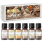 EUQEE 6PCS Spice Autumn Fragrance Oil Set, Scented Oils for Candle Making, Diffusers Aromatherapy Halloween Fragrance Oils for Diffuser & DIY Candles-Sandalwood, Harvest Spice, Bay Rum, Snickerdoodle