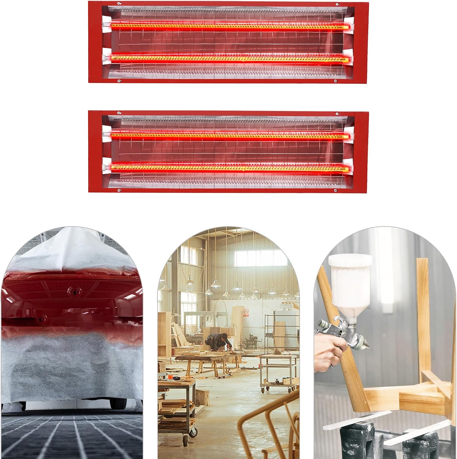 DKSLALALI 2000W 110V Infrared Paint Curing Baking Lamp, 2PCS Automotive Heat Lamp Paint Spray Booth Heater, Car Repair Paint Body Dryer for Automobile & Furniture
