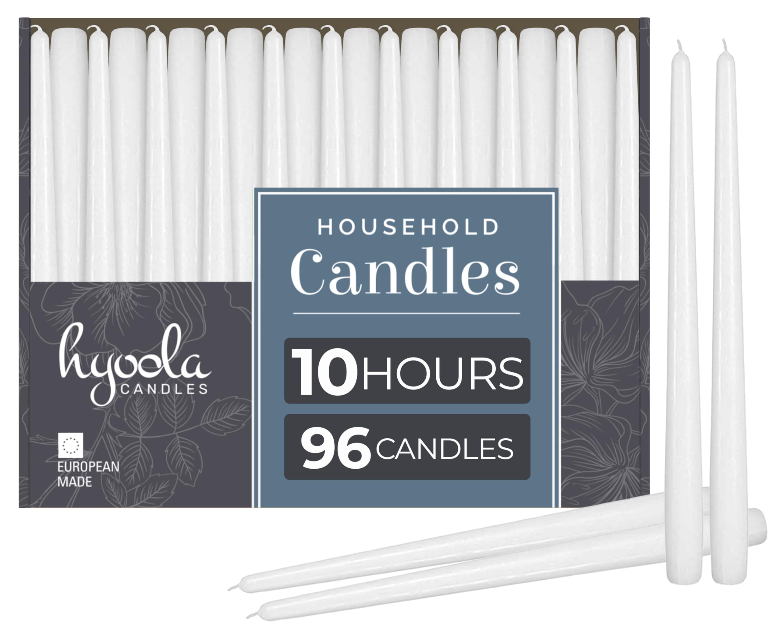 Hyoola Candele coniche bianche, 300 mm, non profumate, antigoccia, 10 ore di combustione, confezione da 100