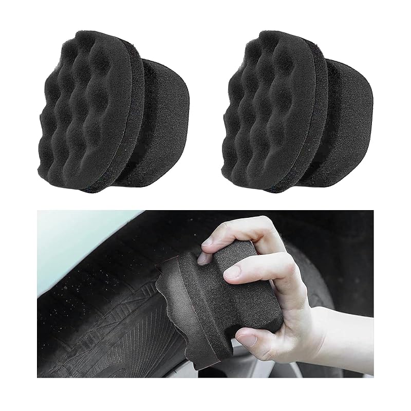 Wevdn Aplicador de Brilho para Pneus com Pegada Hexagonal e Esponja de Espuma Lavável Preto Grande, Kit com 2 unidades