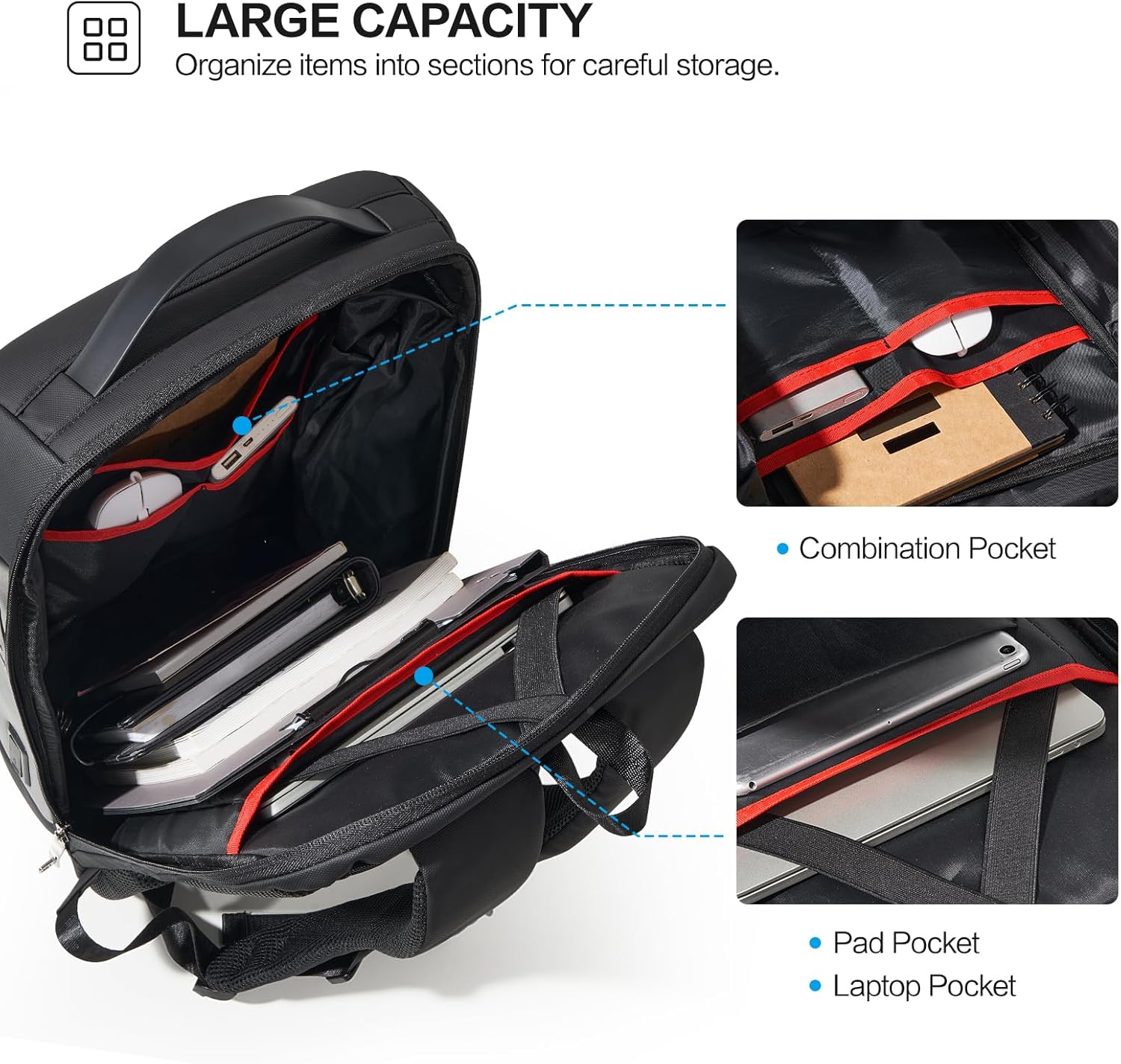 OIWAS Business Backpack for Men, Anti-Theft Backpack Fits 15.6 Inch Laptop, High Tech Backpacks with USB Charging Port, Water Resistant Travel Laptop Backpack for Men and Women