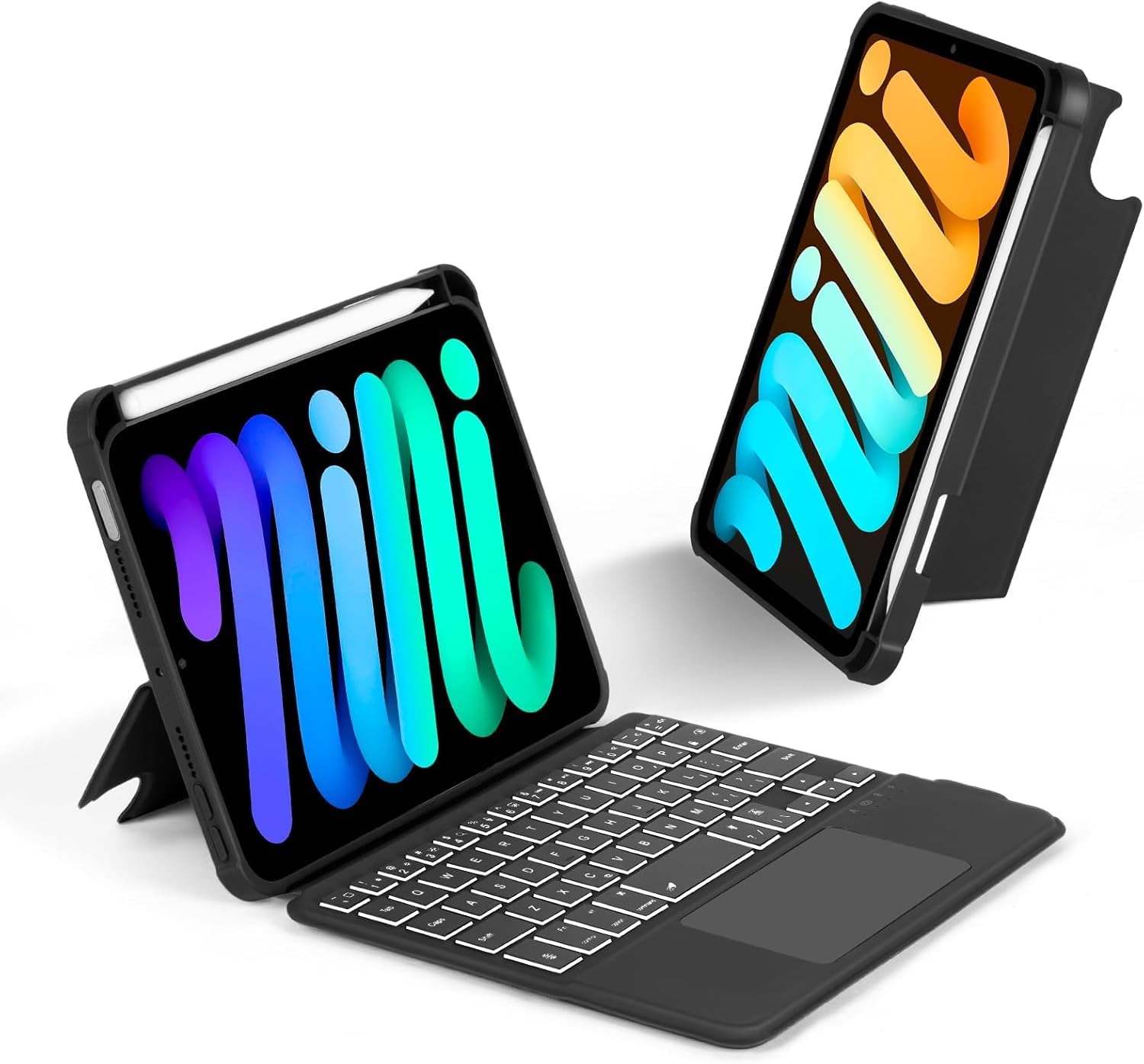 MICROWARE Case with Trackpad Keyboard Compatible for iPad mini 7th(A17 Pro, 2024)/6th Generation 8.3 inch,7-Color Backlit Wireless Keyboard Magnetic Detachable Multi-Angle Stand Cover-image-29