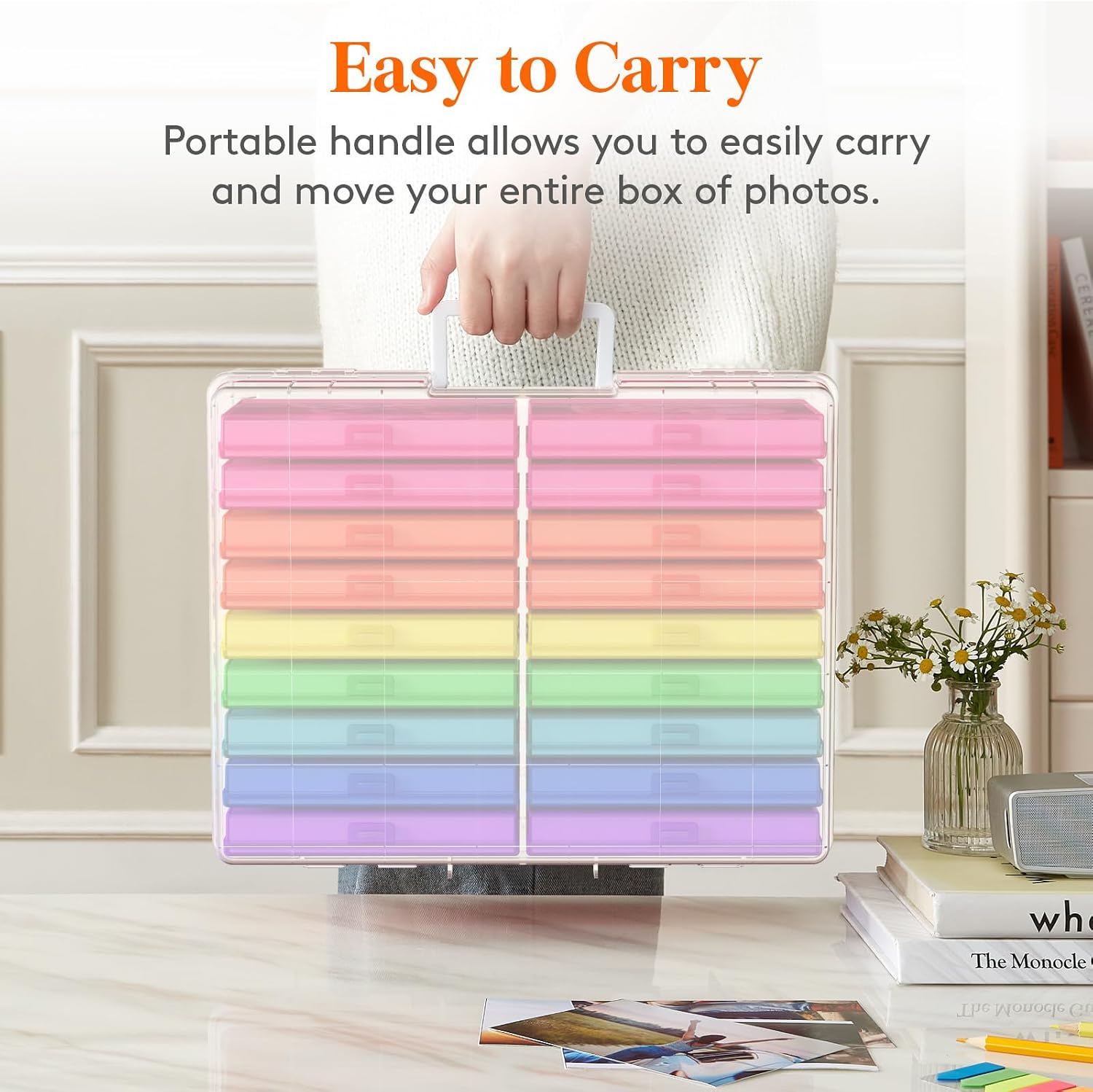 Lifewit 18 Pcs Photo Storage Box, Photo Albums 4x6 Pictures, Acid-Free Stackable Case with Labels, Trading Card Container for Sticker, Seed, Scrapbooking, Diamond Art, Classroom Supplies, Multicolor