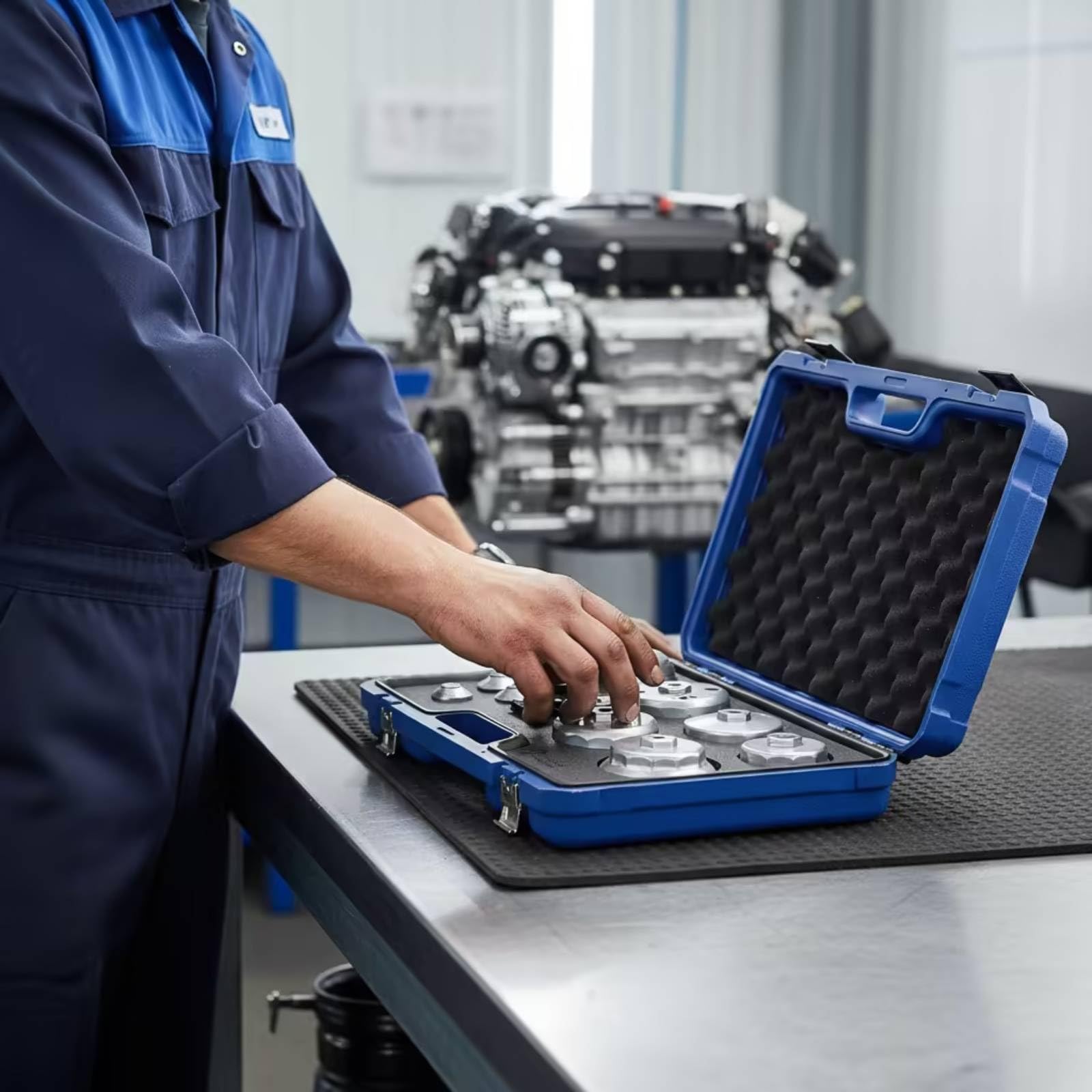 Qianly 10 Einheiten Ölfilterkappen-Schlüsselsatz mehrteilig Ölfilter-Schlüssel-Set mit Koffer Ölfilterwerkzeug mit Transportkoffer für Garage