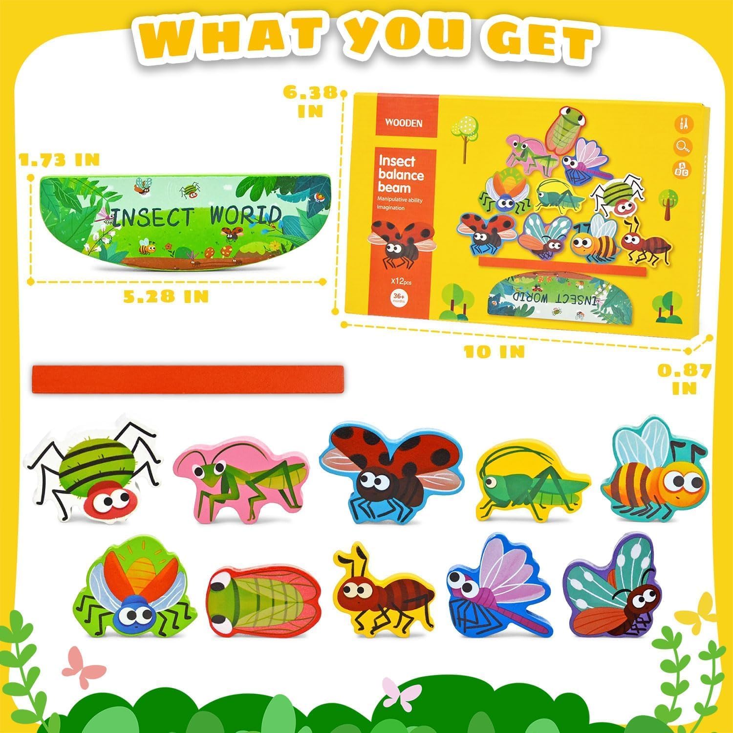 Vileafy Wooden Insect Toys for Kids -Bug Figurines Building Blcoks image 3