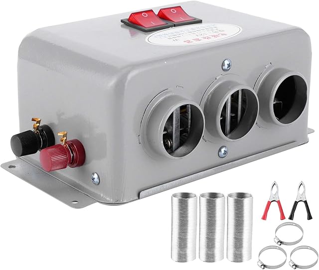 12 Volt Car Heater, 3 Hole 600W800W Car Winter Fast Heating Fan Warmer 12V Auto Windshield Window Defogger Defroster Demister Low Noise for Car Lorry Campervan Truck