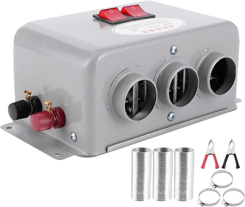 Aquecedor automotivo EVGATSAUTO 12 V 400 W a 600 W com 3 saídas de ar e 2 níveis – 1 unidade