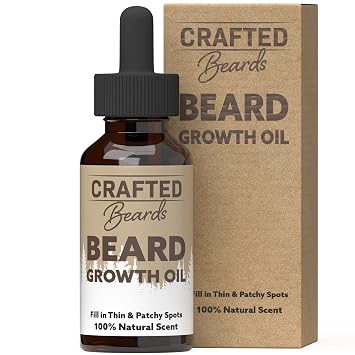 Crafted Beards Beard Growth Oil Serum - 1 fl Oz - Unscented - Helps Grow A Thicker Beard, Improves Beard Health, Fills in Thin and Patchy Spots - 1 Pack