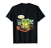 Anime Frog IT Geek Otaku Coding Desk Boba Lover T-Shirt