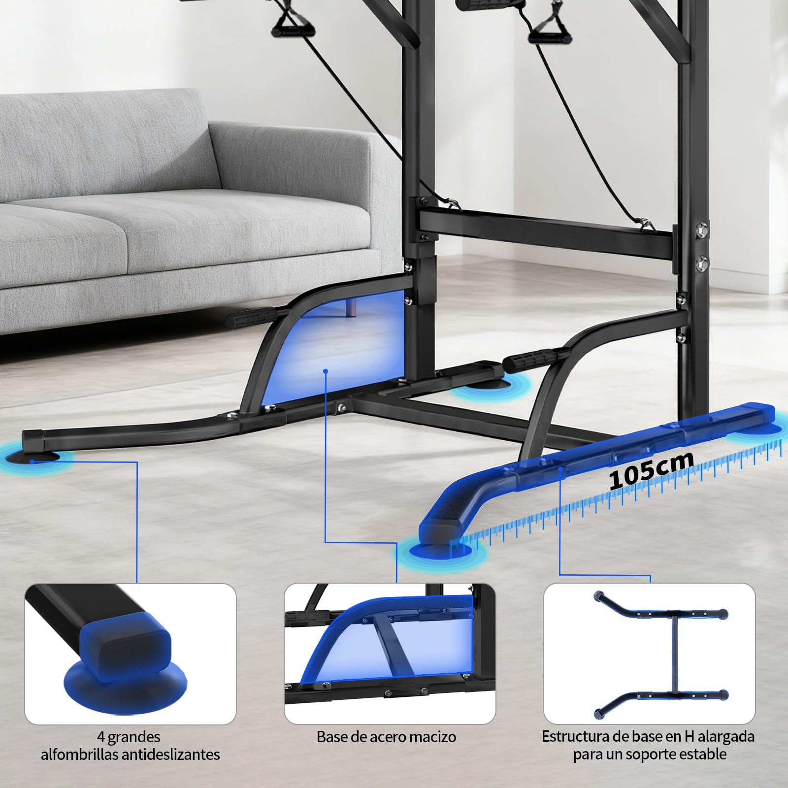 Power Tower Maquina Dominadas Ajustable en Altura en casa | Multifuncional, musculación, ejercicios corporales, estable y resistente, montaje rápido, ahorro de espacio