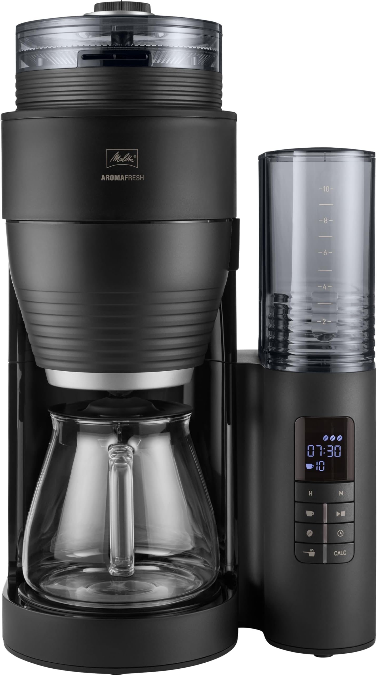 Melitta Cafetière à Filtre Enjoy Noir - Sélecteur D'Arôme, 10-15 Tasses, Verseuse En Verre
