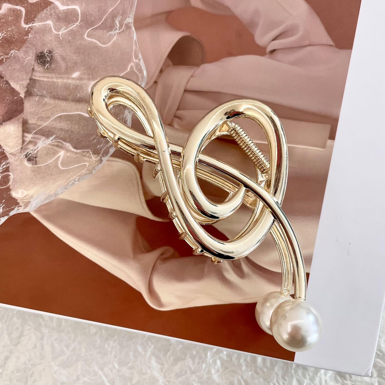 Gold Pearl Music Note Hair Claw Hair Accessory Amazon.com : Music Note Hair Clips with Pearl Gold Metal  main image 3