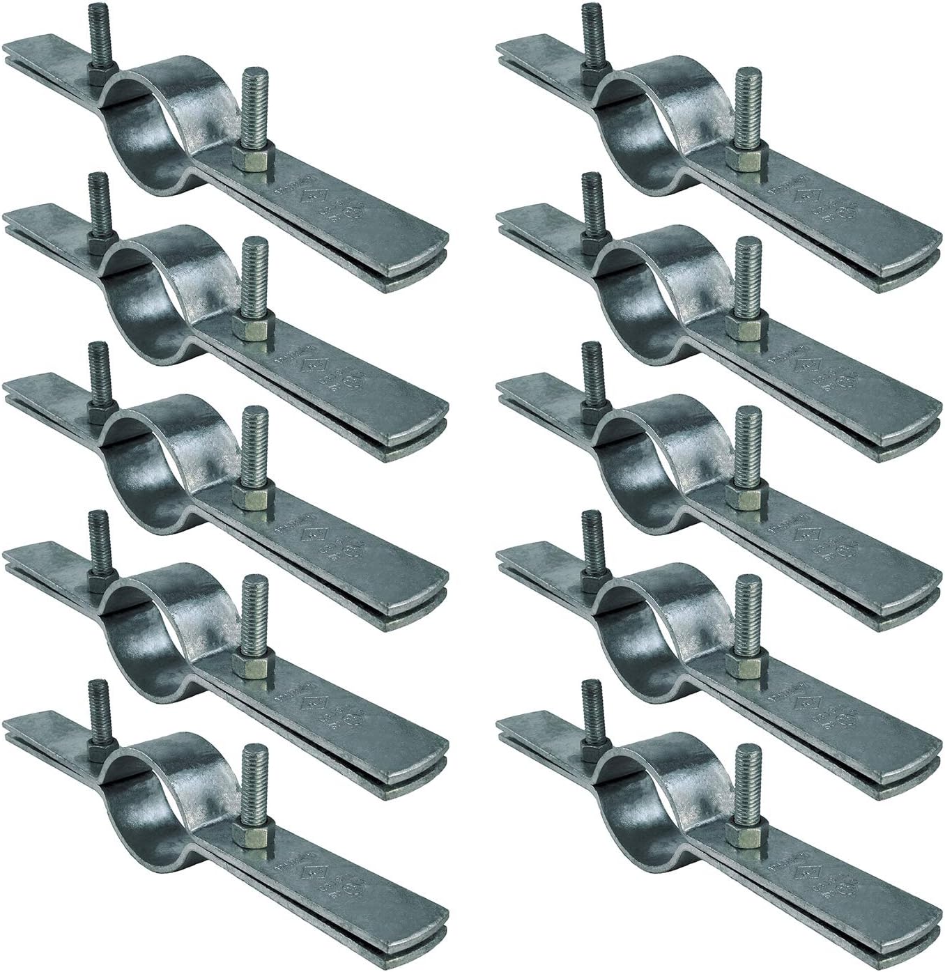 Highcraft DMST-H01-10 Riser Clamp Vertical Pipe Hanger for Copper, Iron, CPVC, PEX 1 in. Galvanized Steel, 10 Pack