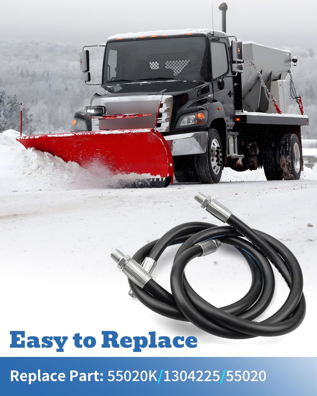 Snow Plow Hydraulic Hose Fit for Western Snow Plow Snowblades Replace 55020K 1304225 55020 2Pcs