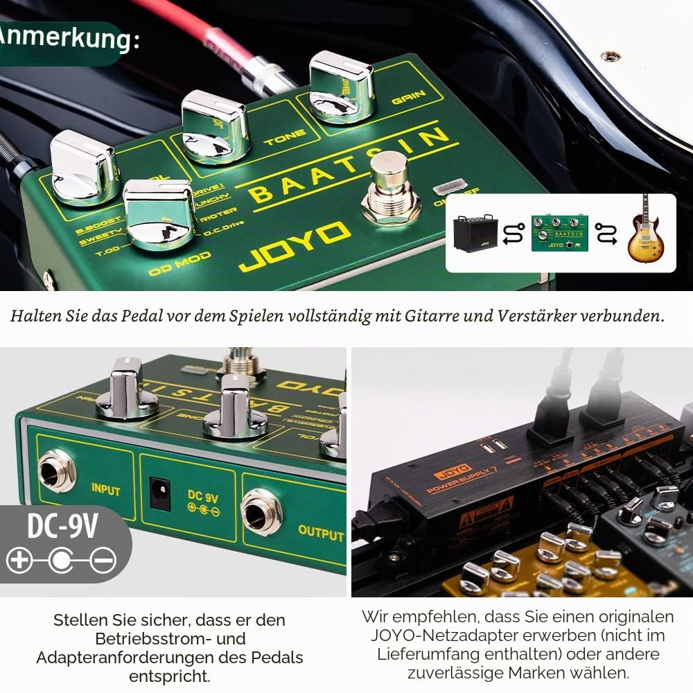 JOYO Pure Analog Overdrive und Distortion Multieffektpedal R Series mit 8 OD/DS Sounds für E-Gitarre (Baatsin R-11)