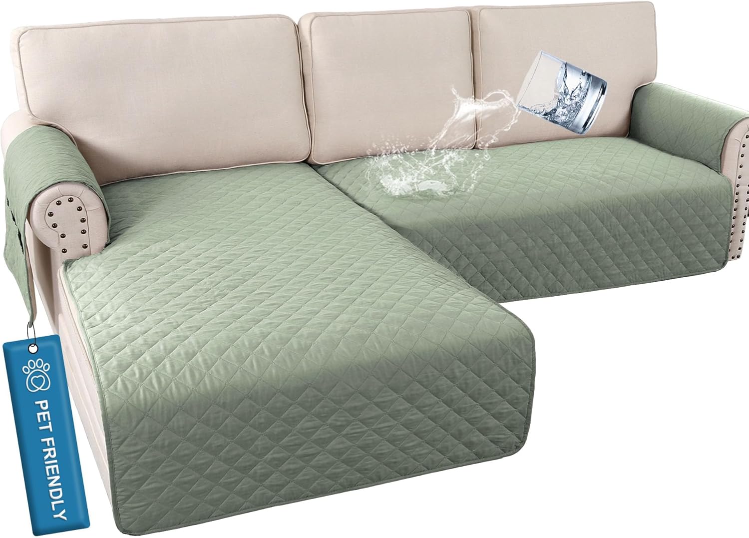 H.VERSAILTEX 2 Piece Slip Covers for Sectional Sofa 100% Waterproof Sofa Covers Washable L Shape Thick and Durable Couch Protector Cover for Pets(Right Chaise + 2 Seat Sofa, Chocolate)