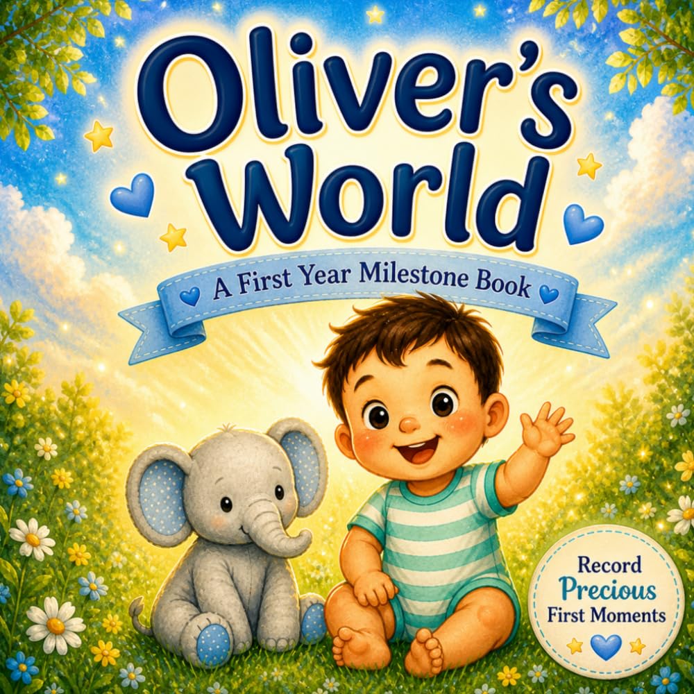 Oliver’s World: A Personalized First-Year Milestone Book for Babies and Toddlers: A Keepsake Baby Memory Book to Celebrate First Smiles, First Steps & ... Hearts Personalized Baby Name Books (Oliver))