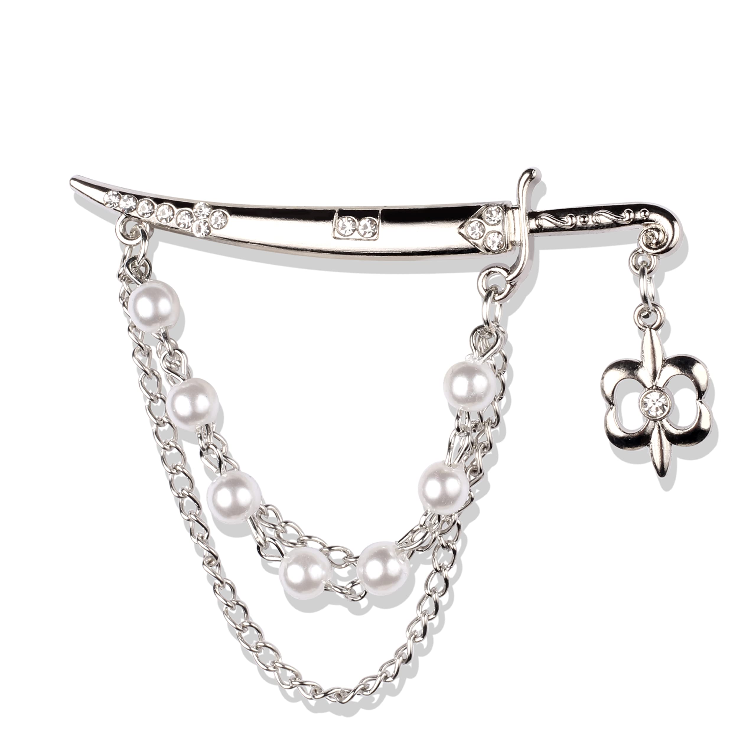 Panjatan Silver Steel Sword of Warrior with Chain Pin Brooch for Men and Women (B09VPNQH4C) Amazon Price History, Amazon Price Tracker