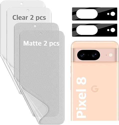 [2 juegos de 6 piezas] (2 películas de poliuretano termoplástico autorreparables (transparente) + 2 protectores de pantalla de película de TPU