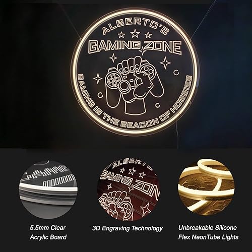 Miniatura 4 de NOXTROND Letrero de neón con nombre personalizado decoración de pared de sala de juegos regulable letreros de luz LED de neón regalos de jugador