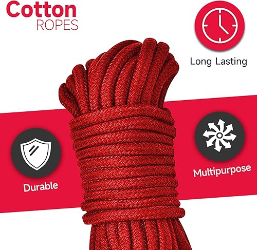 Miniatura 2 de Aorgasms Cuerda de algodón suave  Paquete de 3 cuerdas de algodón de 32.8 ft32 pies, cuerda multiusos de 0.315 pulgadas de grosor, cuerda trenzada