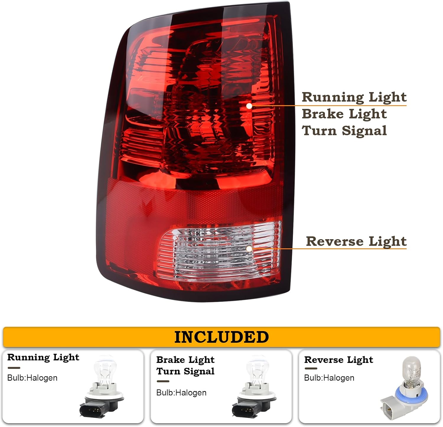 A Pair Halogen Tail Light Assembly Fit for 2009-2018 Dodge Ram 1500 2500 3500 Pickup Taillights Rear Light Left Driver and Right Passenger Side Rear Lamp W/Bulbs 55277415AD 55277414AE