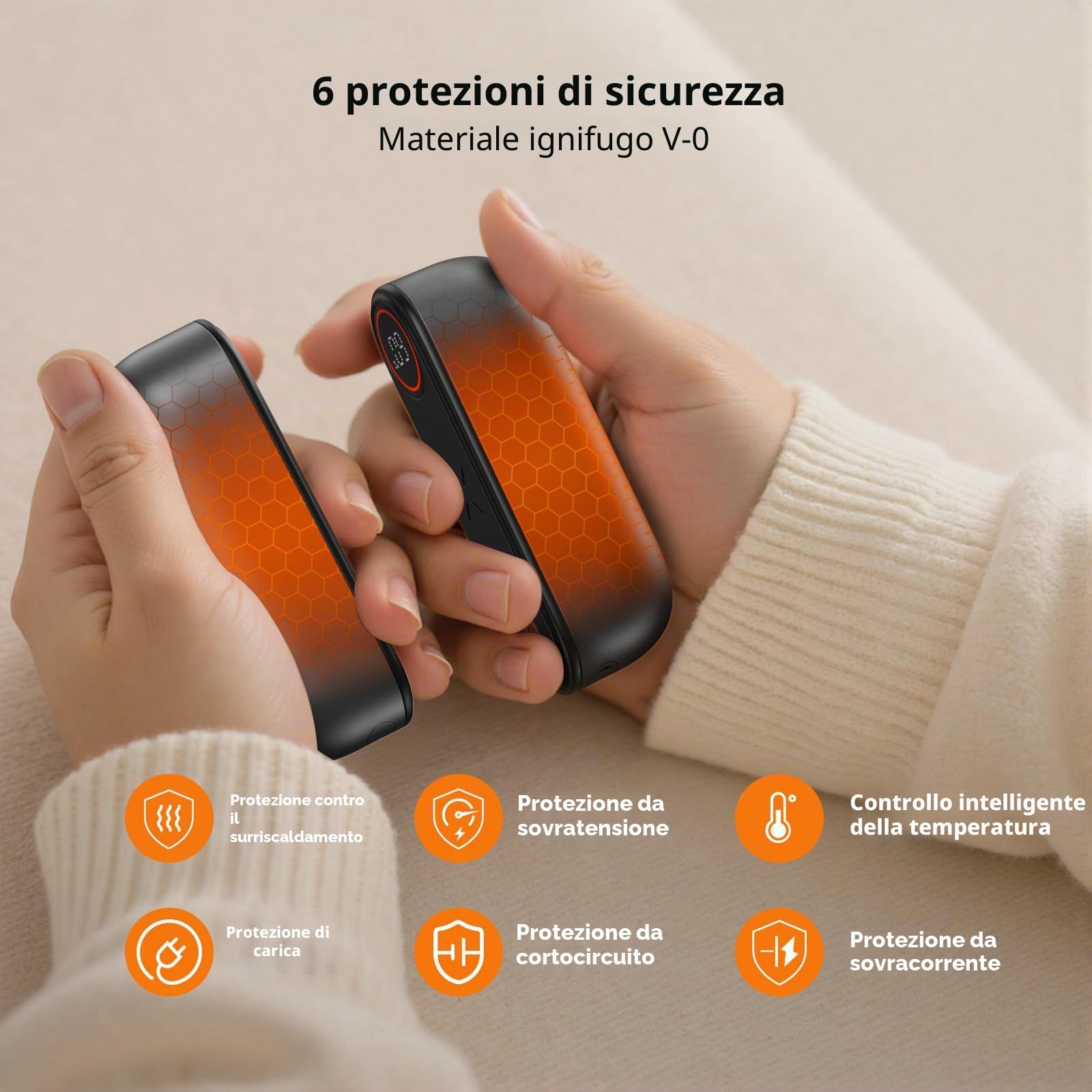 SUPPOU Scaldamani Ricaricabili Magnetico 2 in 1,5000 mAh*2 pezzi, Scaldamani Elettrico,3 Livelli di Calore,Fino a 60℃,Portatile USB-C, Calore per Campeggio,Sci,Escursioni,Caccia,Golf,Regalo