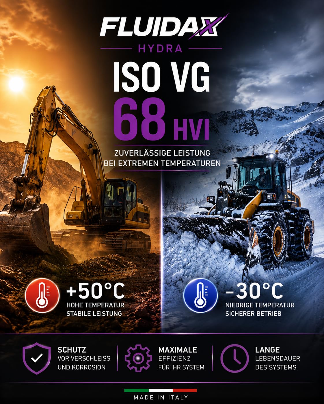 Hydrauliköl ISO VG 68 HVI 5L – Hoher Viskositätsindex – Verschleißschutz und Korrosionsschutz – Für Hydraulikanlagen, Baumaschinen, Landmaschinen und Industriemaschinen