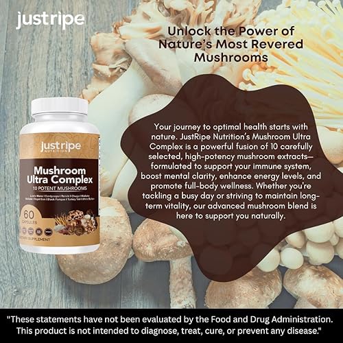 Miniatura 2 de Reishi, Cordyceps, melena de león y shiitake, refuerzo del sistema inmunológico y suplemento cerebral nootrópico, mejora la memoria y la